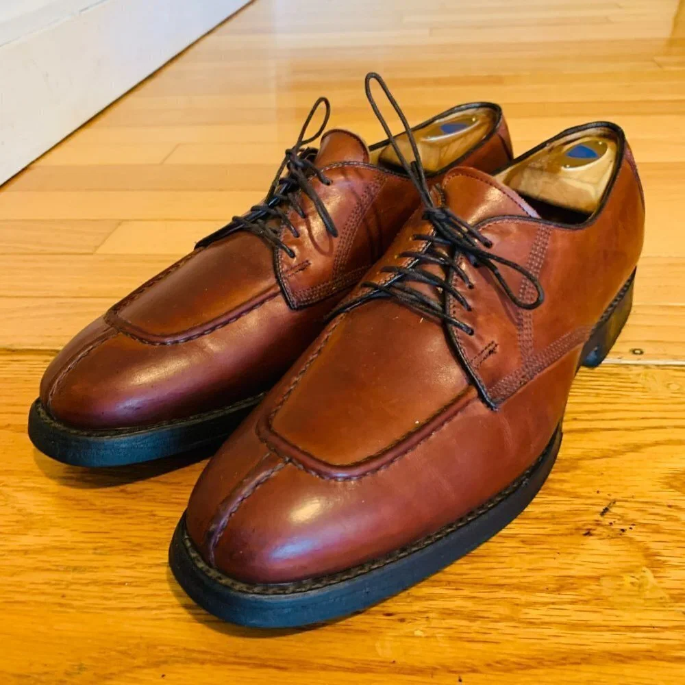 Allen Edmonds Dellwood Mens 9.5 D Brown Oxfords Split Toe Dress Shoes